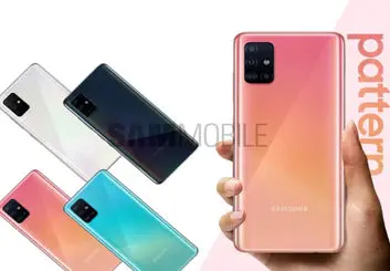 رندر گلکسی A51 به دوربین اصلی چهارگانه اشاره می کند