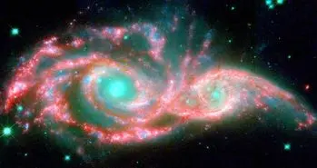 شکل گیری پدیده ای عجیب در فضا از برخورد دو کهکشان با یکدیگر + تصاویر