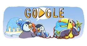 نقش پنگوئن ها در گوگل دودل برای تبریک سال 2018