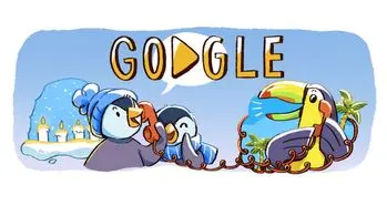 نقش پنگوئن ها در گوگل دودل برای تبریک سال 2018