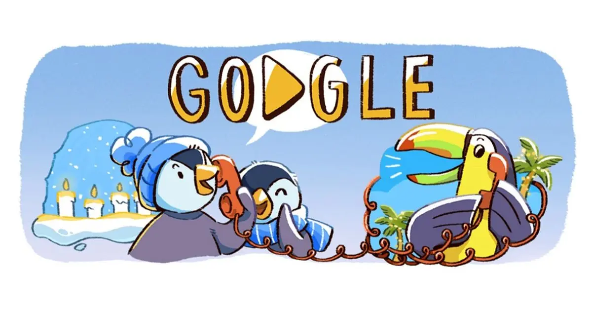 نقش پنگوئن ها در گوگل دودل برای تبریک سال 2018