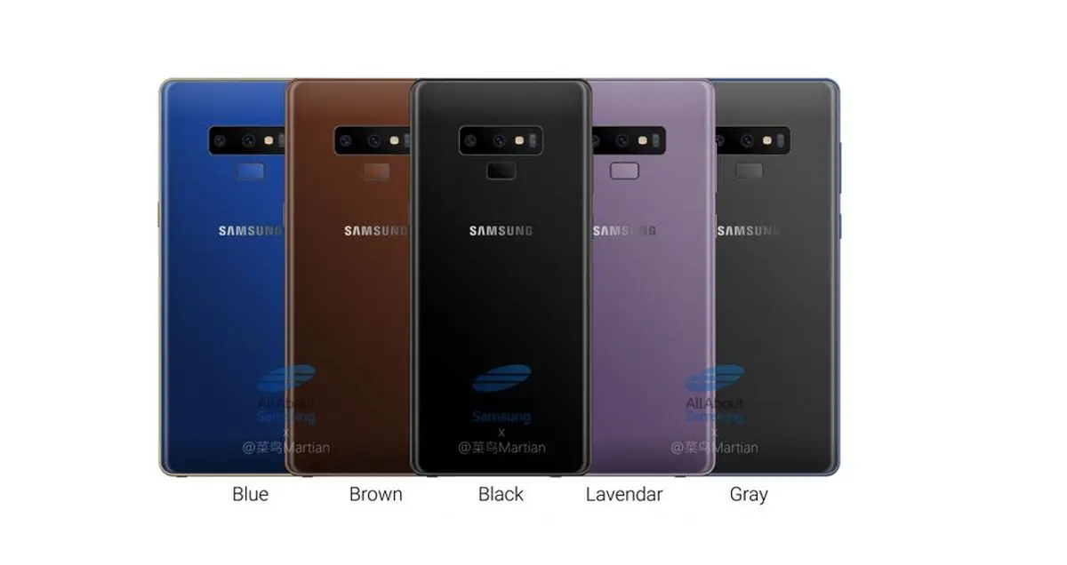 رنگ های گلکسی نوت 9 فاش شد؛ عرضه جدیدترین فبلت سامسونگ در پنج رنگ مختلف