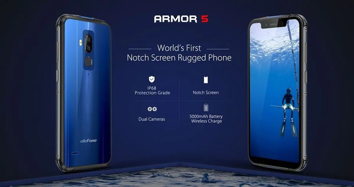یولفون آرمور 5 معرفی شد؛ اولین گوشی جان سخت با برش نمایشگر