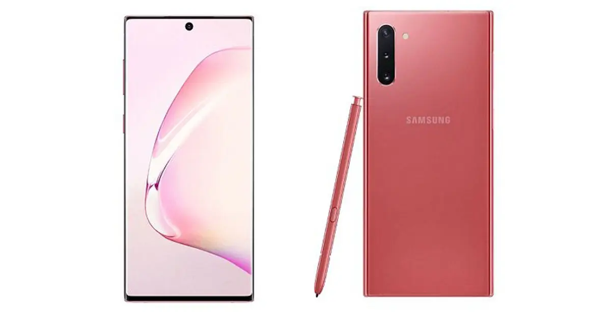 گلکسی نوت ۱۰ سامسونگ با رنگ صورتی از راه می رسد