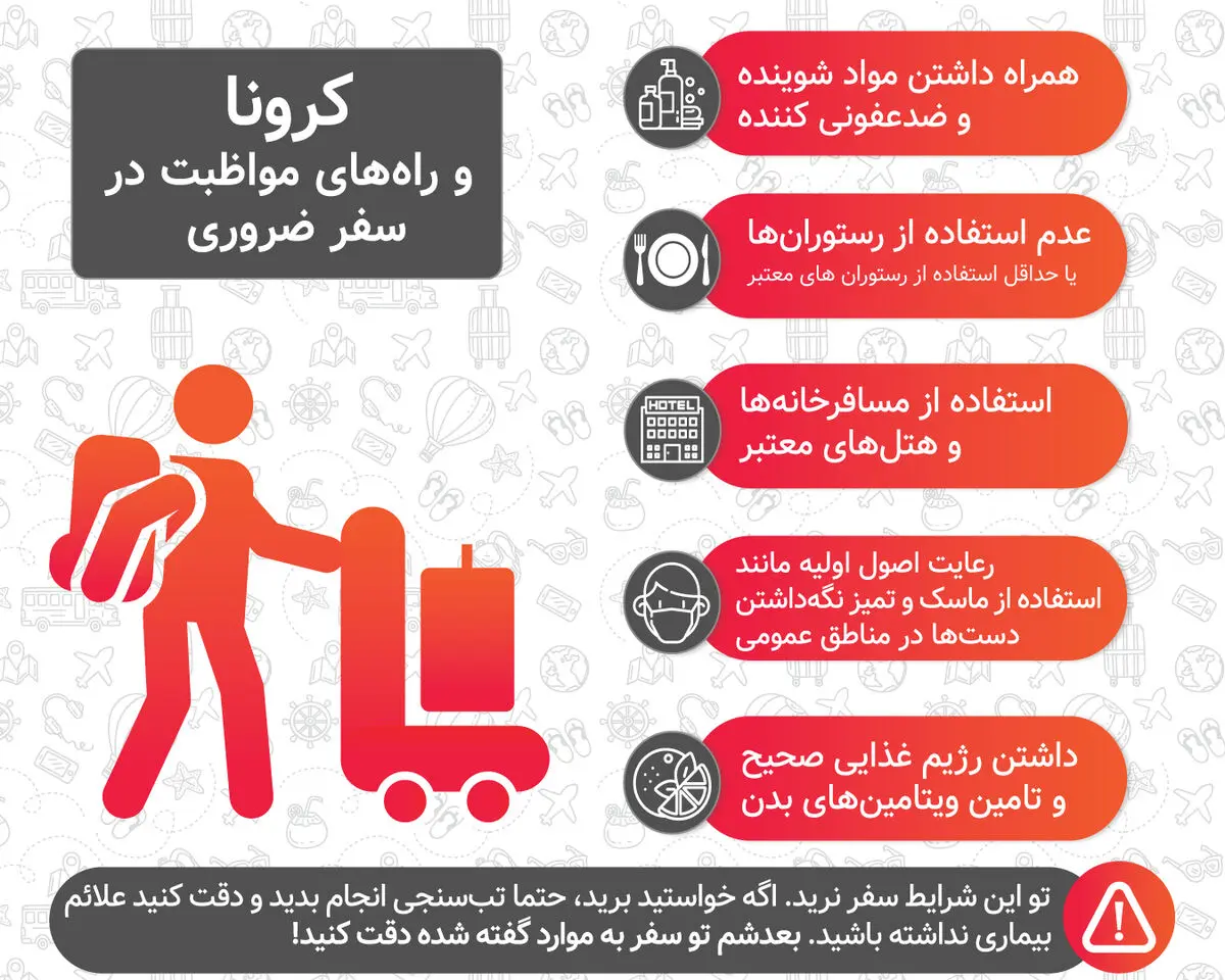 با کرونا و راه‌های مواظبت در سفر ضروری آشنا شوید