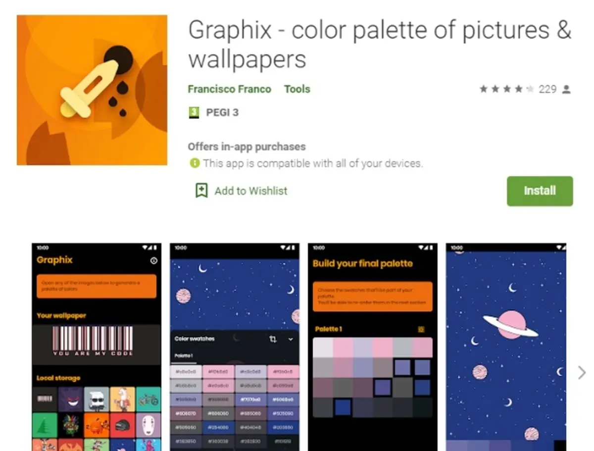 ا‍پلیکیشن تولید رنگ اندروید، مخصوص طراحان