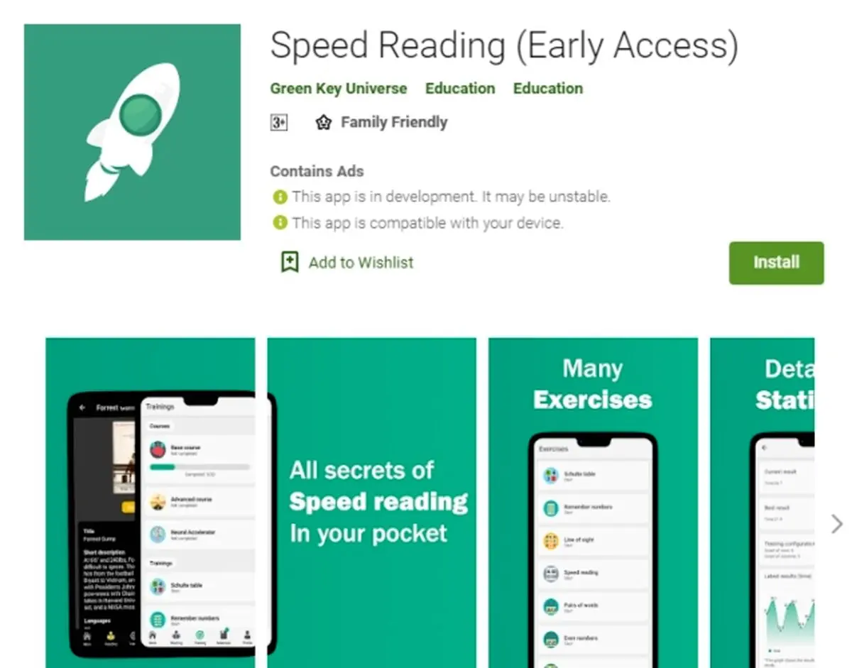 اپلیکیشن اندروید Speed Reading برای مطالعه و فراگیری سریع مطالب