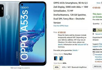 گوشی رونمایی نشده Oppo A53s وارد لیست فروش آمازون شد