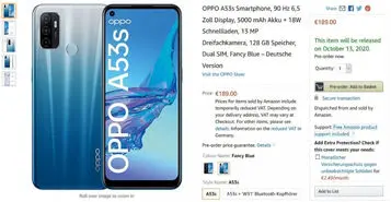 گوشی رونمایی نشده Oppo A53s وارد لیست فروش آمازون شد