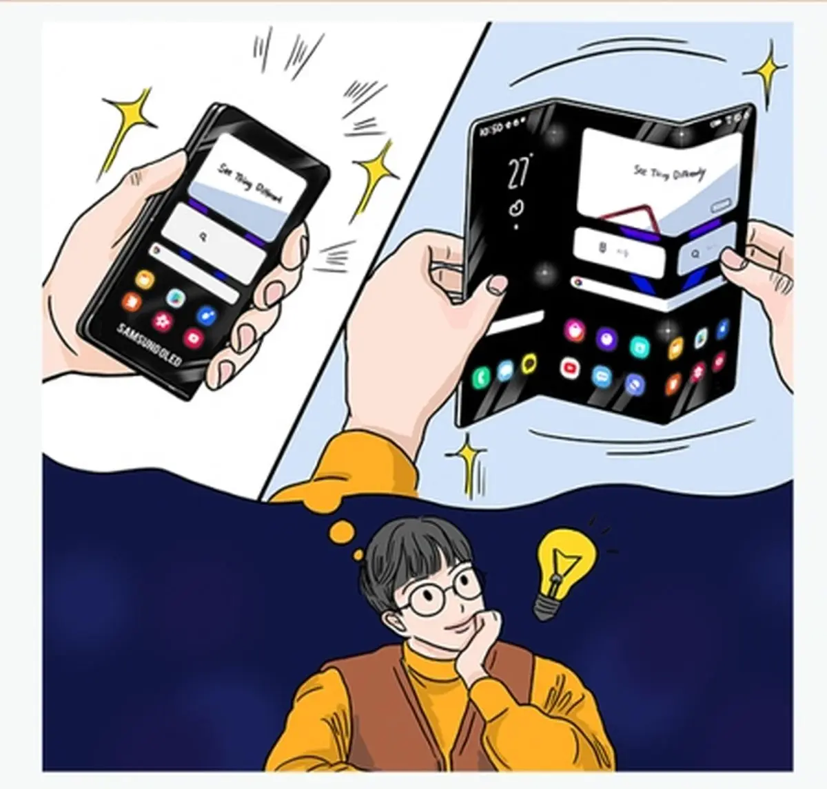 گوشی‌های آینده سامسونگ؛ نمایشگر رول‌شونده یا نمایشگر سه قسمتی