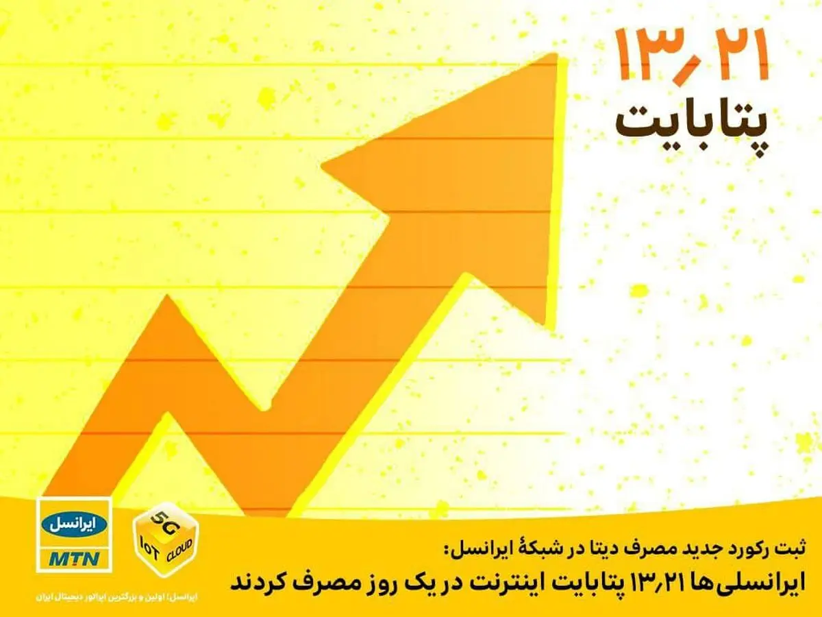رکورد جدید مصرف دیتا در شبکه ایرانسل ؛ ۱۳.۲۱ پتابایت اینترنت در یک روز!
