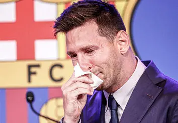 تماشا کنید | گریه‌های مسی در کنفرانس خبری بارسلونا