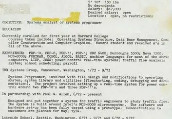 بیل گیتس رزومه 48 سال پیش خود را منتشر کرد